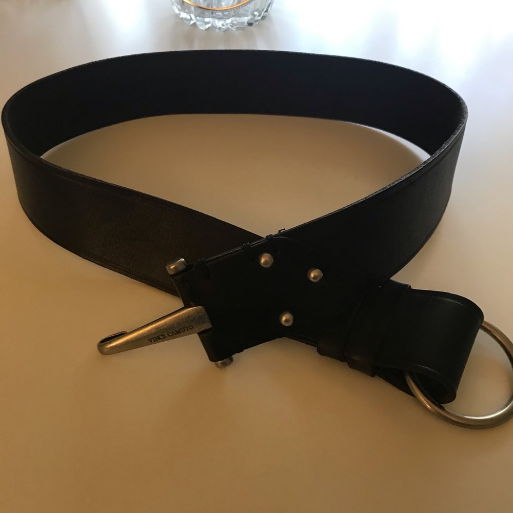 Black leather belt 34 inches long x 2 inches wide